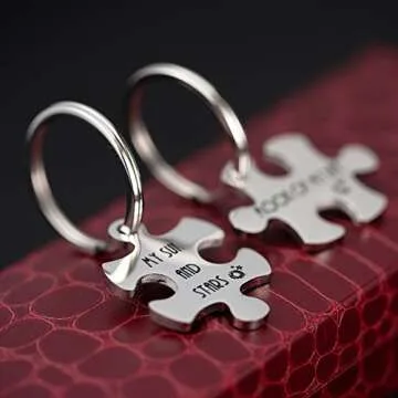 Haoflower Couples Puzzle Pendant Keychain for Lovers