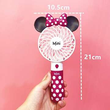 Kbinter Portable Cute Personal Mini Fan with LED Light