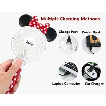 Kbinter Portable Cute Personal Mini Fan with LED Light