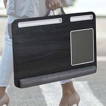 Lap Desk - Home Office 17-inch Laptop Desk with Cushion, Laptop Desk for Bed, Laptop Stand for Bed and Sofa, Writing & Drawing Desk, istudyniture Darkgray