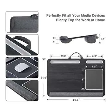 Lap Desk - Home Office 17-inch Laptop Desk with Cushion, Laptop Desk for Bed, Laptop Stand for Bed and Sofa, Writing & Drawing Desk, istudyniture Darkgray