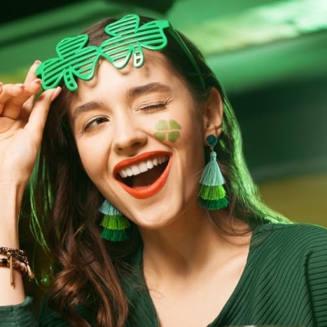 Me&Hz Green Dangle Tassel Earrings for St. Patrick's Day