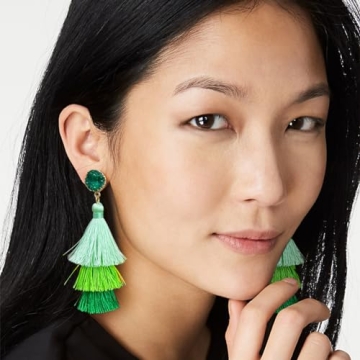 Me&Hz Green Dangle Tassel Earrings for St. Patrick's Day