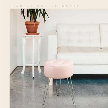 LUE BONA Faux Leather Vanity Stool Chair for Makeup