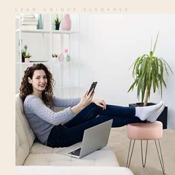 LUE BONA Faux Leather Vanity Stool Chair for Makeup