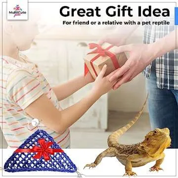 Bearded Dragon Hammock Large-Hand Woven,Colored Seagrass Reptile Hammock w/Suction Cups & Jute Rope-Bearded Dragon Bed-Bearded Dragon Accessories, Geckos, & More-Ideal Gift for Pet Lovers