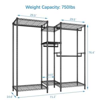 Vipek Heavy Duty Clothes Rack 750lbs Capacity Stylish Organization