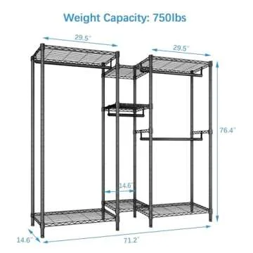 Vipek Heavy Duty Clothes Rack 750lbs Capacity Stylish Organization