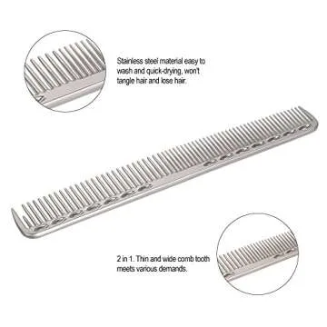 Anself Hair Comb Hair Salon Hairdressing Comb Metal Hair Cutting Comb (Sliver)