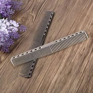 Anself Hair Comb Hair Salon Hairdressing Comb Metal Hair Cutting Comb (Sliver)