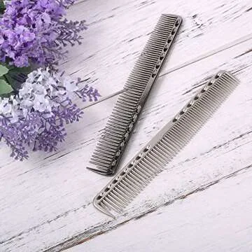 Anself Hair Comb Hair Salon Hairdressing Comb Metal Hair Cutting Comb (Sliver)