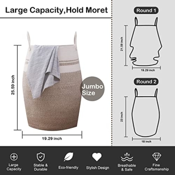 Stylish Cotton Rope Laundry Hamper | OIAHOMY 25.6"