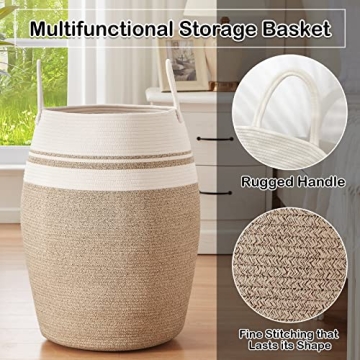 Stylish Cotton Rope Laundry Hamper | OIAHOMY 25.6"