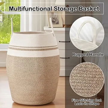 Stylish Cotton Rope Laundry Hamper | OIAHOMY 25.6"