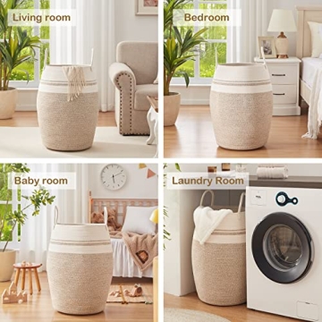 Stylish Cotton Rope Laundry Hamper | OIAHOMY 25.6"