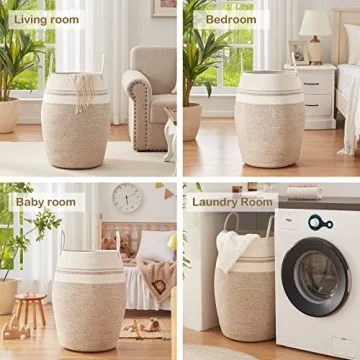 Stylish Cotton Rope Laundry Hamper | OIAHOMY 25.6"