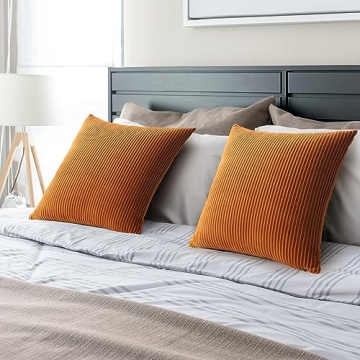 YCOLL Burnt Orange Velvet Pillow Covers 22x22 Set of 2