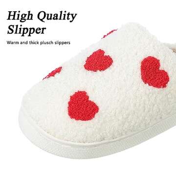 Adisputent House Slippers for Women Indoor and Outdoor,Winter Warm Plush Fuzzy Cow Slippers for Men with Memory Foam,Cozy Soft House Shoes with Non-Slip Sole Z Love Heart 6.5-7.5 Women/5-6 Men