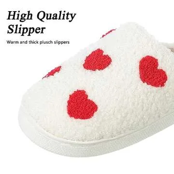 Adisputent House Slippers for Women Indoor and Outdoor,Winter Warm Plush Fuzzy Cow Slippers for Men with Memory Foam,Cozy Soft House Shoes with Non-Slip Sole Z Love Heart 6.5-7.5 Women/5-6 Men