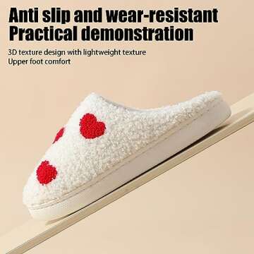 Adisputent House Slippers for Women Indoor and Outdoor,Winter Warm Plush Fuzzy Cow Slippers for Men with Memory Foam,Cozy Soft House Shoes with Non-Slip Sole Z Love Heart 6.5-7.5 Women/5-6 Men