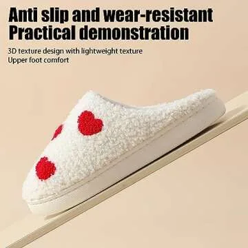 Adisputent House Slippers for Women Indoor and Outdoor,Winter Warm Plush Fuzzy Cow Slippers for Men with Memory Foam,Cozy Soft House Shoes with Non-Slip Sole Z Love Heart 6.5-7.5 Women/5-6 Men