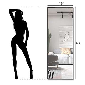 Honyee Full Length Mirror, Floor Mirror Dressing Mirror with Standing Holder Wall Mounted Mirror Framed Mirror for Cloakroom/Bedroom/Living Room (63"x19", Black)