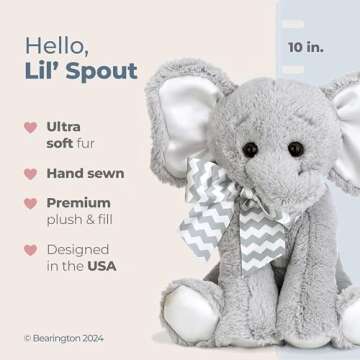Bearington Baby Lil’ Spouts The Elephant Plush, 10 Inch Elephant Stuffed Animal Piggy Bank with No...