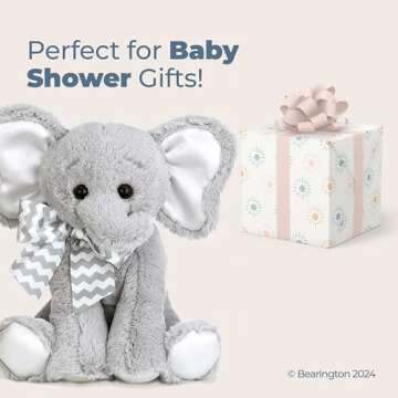 Bearington Baby Lil’ Spouts The Elephant Plush, 10 Inch Elephant Stuffed Animal Piggy Bank with Noise