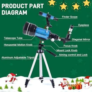 Astronomy Beginner Telescope - 70mm Aperture Refractor