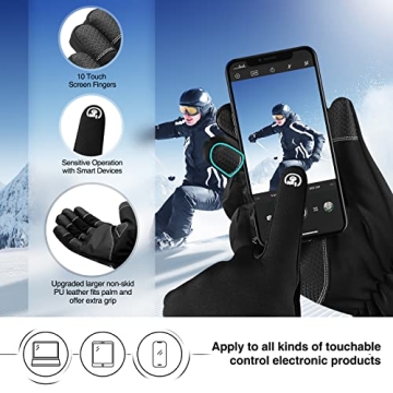 Krosa -10℉ Winter Gloves for Men & Women, Touchscreen Ready