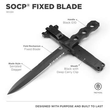 Benchmade - SOCP 185 Tactical Knife with Black G10 Handle (185SBK)