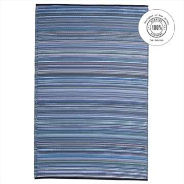 Fab Habitat Striped Outdoor Rug - Waterproof, Eco-Friendly