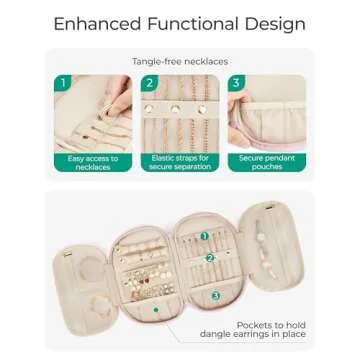 BAGSMART Travel Jewelry Case Jewelry Organizer Storage Roll Rings Necklaces Earrings Bracelets Brooches Watch Large Portable Black