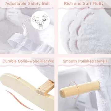 labebe Kids Rocking Horse White Swan with Little Plush Doll Toys, Stuffed Animal Wooden Rocker for Children 6 Months Boys and Girls/Nursery Christmas, Birthday Gift (Rocking Swan with Doll)