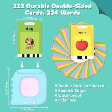 Talking Flash Cards for Toddlers 1-3, 224 Sight Words Pocket Speech Therapy Toys, Learning Education...