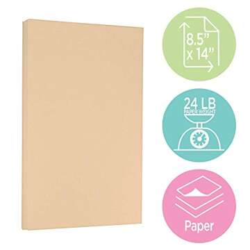 JAM PAPER Legal Parchment 24lb Paper - 90 gsm - 8.5 x 14 - Brown Recycled - 100 Sheets/Pack
