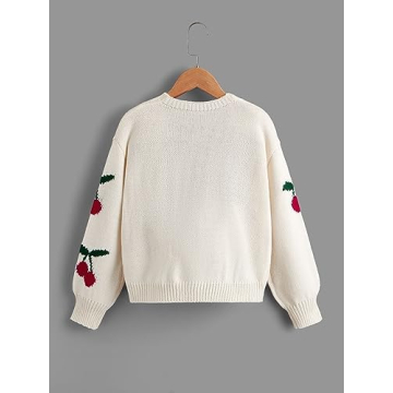 Trendy SHENHE Cherry Print Cardigan Sweater for Girls