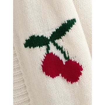 Trendy SHENHE Cherry Print Cardigan Sweater for Girls