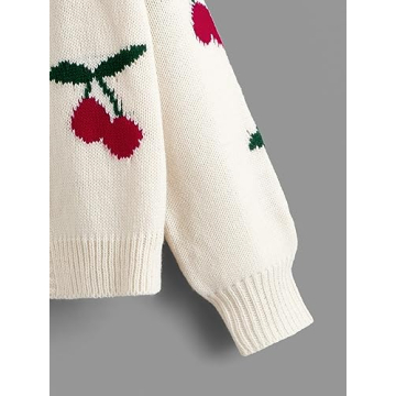 Trendy SHENHE Cherry Print Cardigan Sweater for Girls