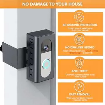 QIBOX Anti-Theft Video Doorbell Mount Compatible with Ring/Blink Video Doorbell 4/3/3 Plus/2/1/(2020 Release), Adjustable No-Drill Mounting Bracket Adapter Holder Accessories, Gray
