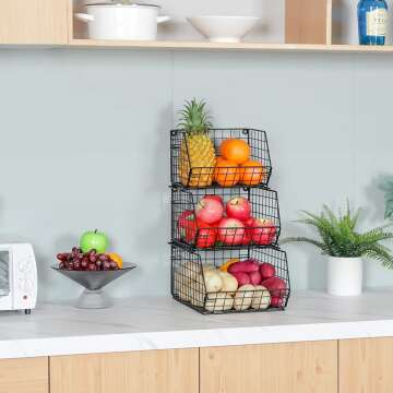 Stackable 3-Tier Kitchen Storage Basket