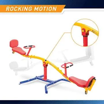 gym dandy Spinning Teeter Totter - Impact Absorbing Kids Playground Equipment - 360 Degree Rotation, Red, Yellow & Blue, 99 Inch, (TT360)