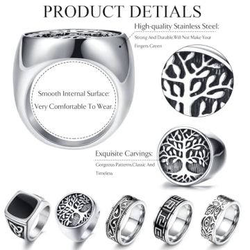 Vintage Celtic Stainless Steel Rings Set for Men