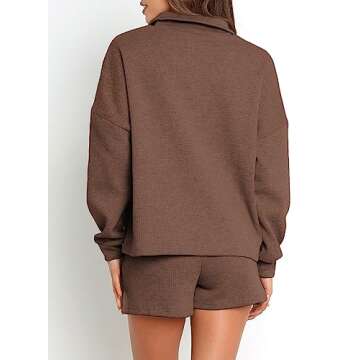 Aleumdr Women 2 Piece Lounge Set Fall Outfits Sweatsuit Zip Up Sweatshirt Loungewear Shorts Casual C...