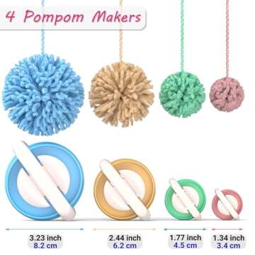 READAEER Round Knitting Looms Set Craft Kit Tool with Hook Needle and Pompom Maker