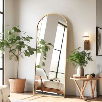 NicBex 56"x19" Arched Full Length Mirror - Elegant Gold Finish with Stand