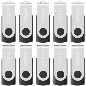 10-Pack Enfain 16GB USB 2.0 Swivel Flash Drives: Shareable Data Storage for Home & Office Use (Black...