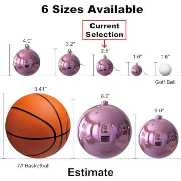 GameXcel 24Pcs Christmas Balls Ornaments for Xmas Tree - Shatterproof Christmas Tree Decorations Medium Size Hanging Ball Pink 2.5 inch x 24 Pack inch