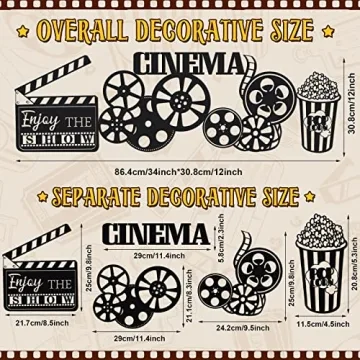 5 Pieces Metal Movie Decor for Home Theaters and More