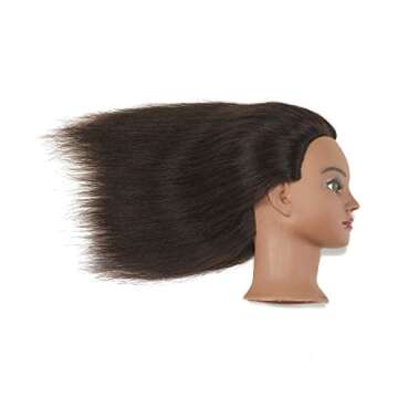 Traininghead 18-20" 100% Human hair Mannequin head Training Head Cosmetology Manikin Head Doll Head with free Clamp Stand